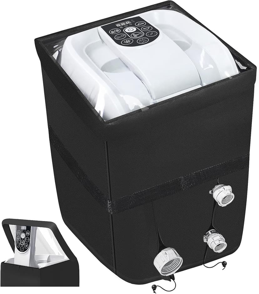 Hot Tub Spa Heater Pump Cover, Heavy Duty Inflatable Hot Tub Pump Cover with Zipper Opening and Transparent PVC Top Window for Multiple Hot Tub Spa Heater Pump on Market(Black, Cover only)