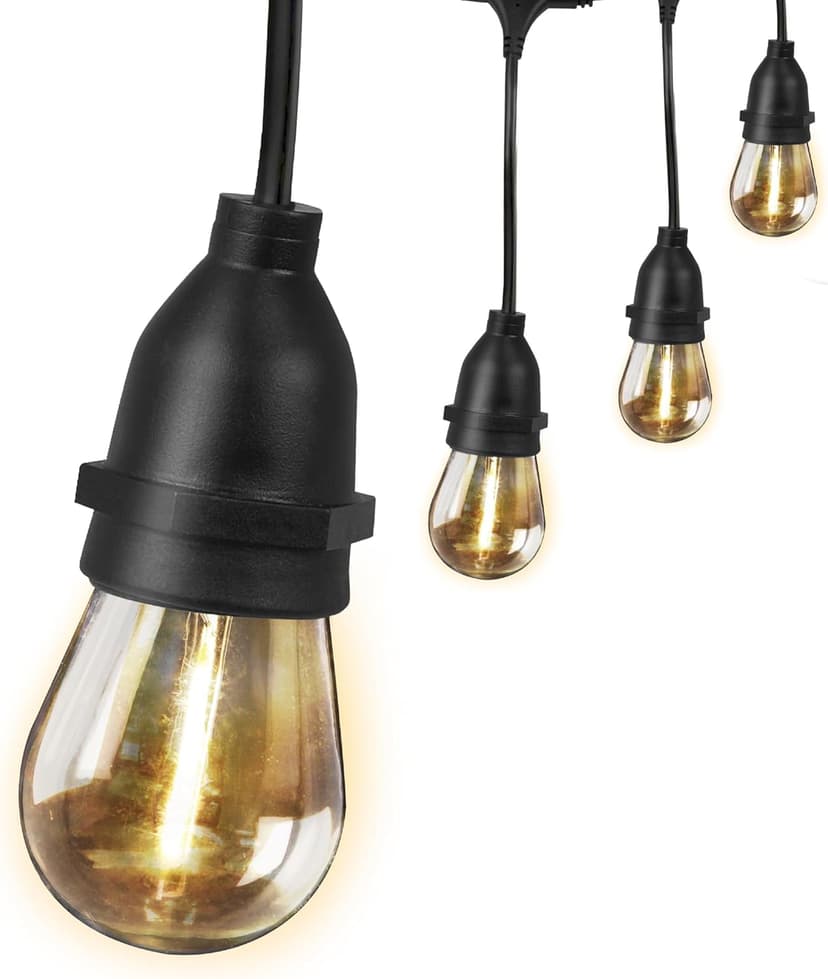 Feit Electric LED String Lights, 20ft Commercial Grade and Shatter Resistant String Lights with 10 Outdoor Sockets, Linkable, 15,000-Hour Lifetime, Wet Rated, SL20-10/FIL, 12 Bulbs Included
