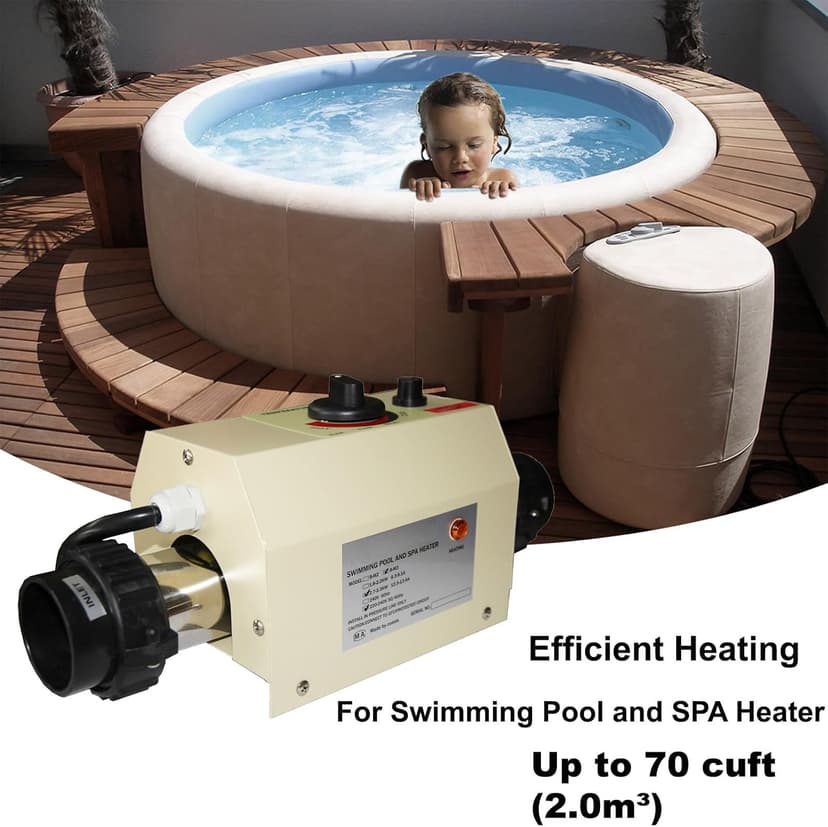 Pool Heater-3KW 220V 240V Electric Pool Water Heater, Upgrade Portable Constant Temperature Control Pool Warmers for Above Ground Pools, Thermostat Used for Spa, Bathtub, Mini Swimming Pool