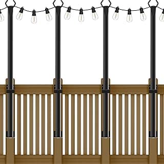 4 Pack String Light Poles,5Ft Metal Poles for Outdoor String Lights,Outdoor Light Poles with Post,Poles/Stand for Outside,Patio,Deck,Backyard,Garden Wedding,Party