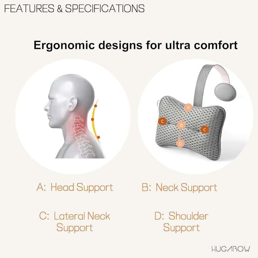 2-Pack Large Pillow for Hot Tub (Grey), Spa, and Chaise Lounge - Universal Headrest & Neck Support Cushion, Adjustable Height with Long Strap, Easy Drying with Hook (2-Pack)