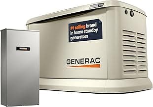 Generac Guardian 26kW Home Standby Generator with 200 Amp Transfer Switch, Durable All Aluminum, WiFi Enabled with G-Force Engine, Easy to Use, Whole House Power Backup, Smart Outage Solution - Bisque