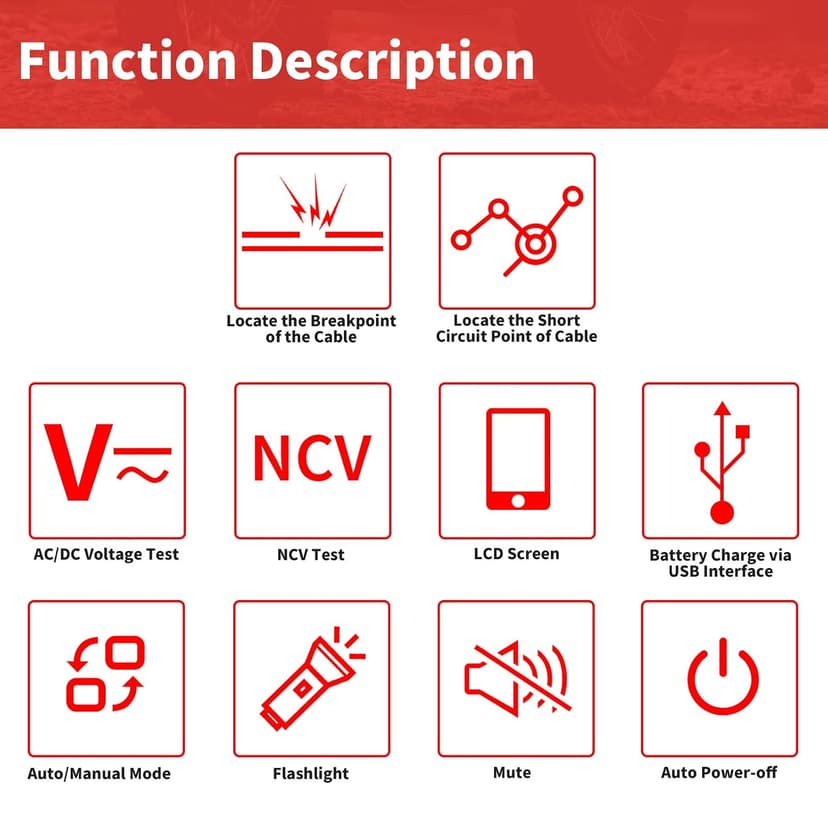 Underground Cable Wire Locator, RockyMars Cable Tester Wire Tracker, Detect Cables, NF826 Underground Wire Locator for Dog Fence Cables, Wire Detector Test Short Circuit Breaker of Wall
