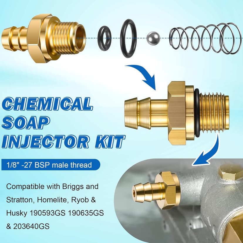 Enhon Siphon Tube Chemical Injector Kit, Pressure Washer Siphon Hose with Filter, Chemical Soap Injector Kit Compatible with Briggs and Stratton, Homelite, Ryob & Husky 190593GS 190635GS & 203640GS