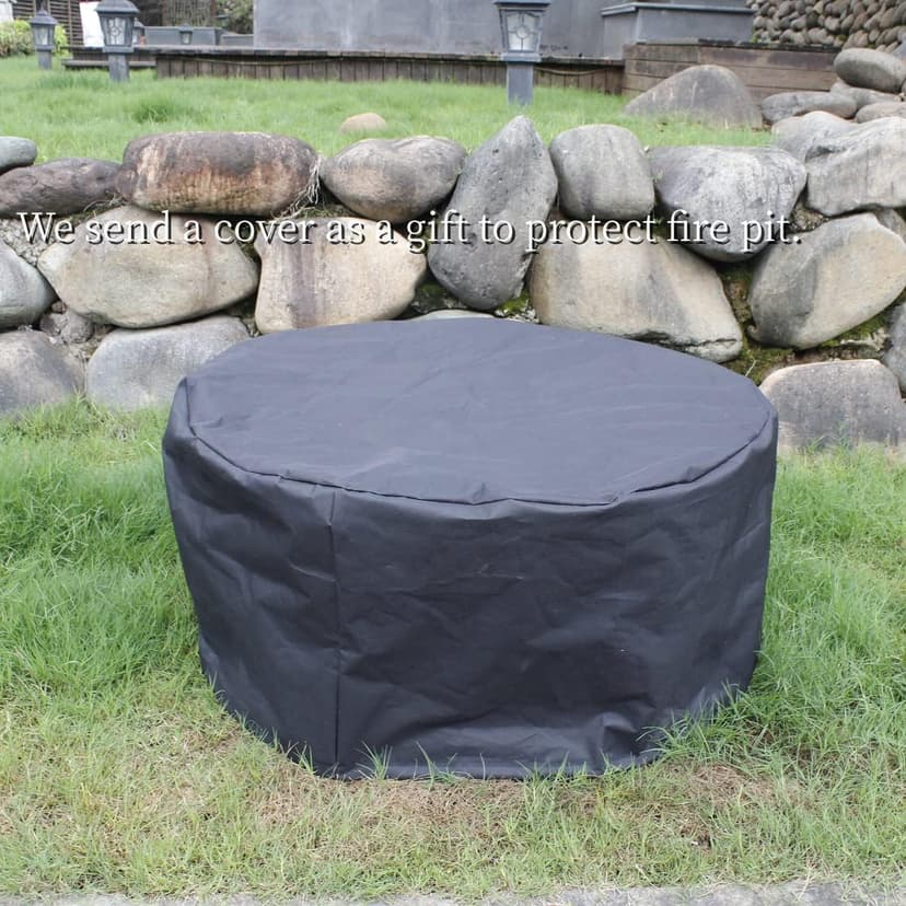 36 Inch Fire Pit with 2 Grills, Wood Burning Fire Pits for Outside with Lid, Poker and Round Waterproof Cover, BBQ& Outdoor Firepit & Round Metal Table 3 in 1 for Patio, Picnic, Party