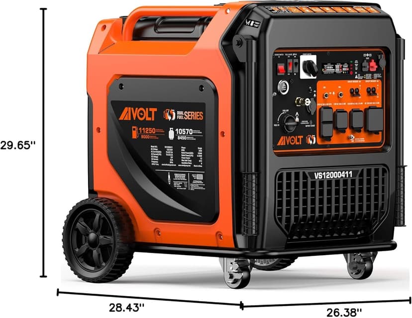 AIVOLT 11250 Wattages Dual Fuel Portable Inverter Generator Super Quiet Gas Propane Powered Remote/Electric Start Outdoor Generator ATS Ready for Home Back Up Food Truck, 50 State Approved