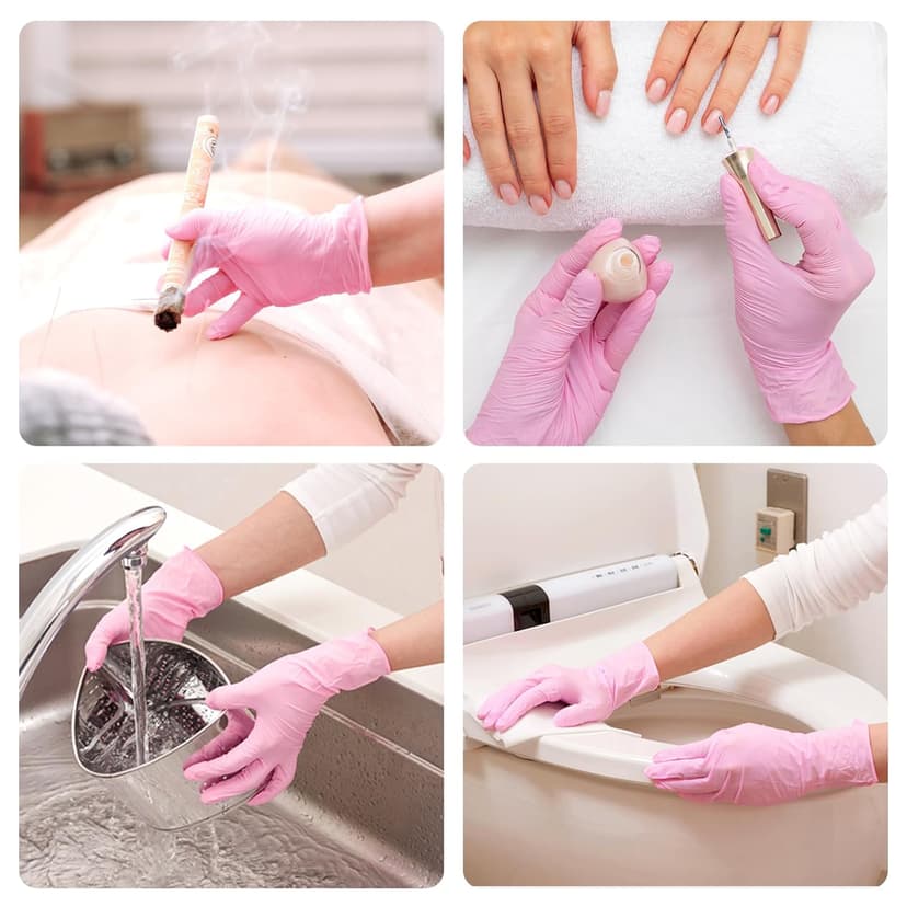 Pink Nitrile Gloves, 3-mil, Industrial Gloves Disposable Latex Free, for Cleaning & Esthetician, Rubber Powder-Free, 100-ct Box (Medium) Medium (Pack of 100)