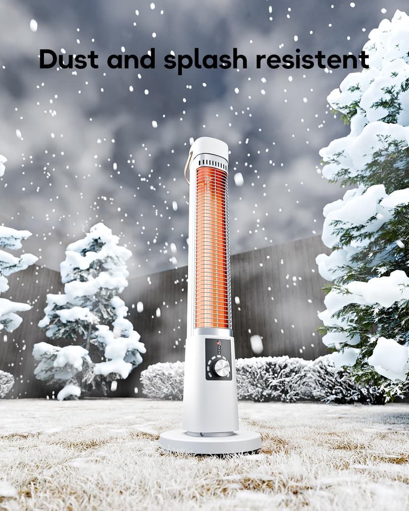 Patio Heater for Outdoor Use, Electric Space Heater Indoor, Portable Infrared Heater with 60-Degree Oscillation, Timer, Remote, for Patio, Gazebo, White