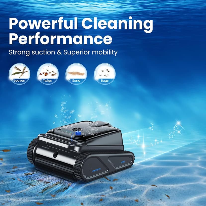 Y50S Robotic Pool Cleaner, Cordless Pool Robot Vacuum with Upgraded Motors, 240min Runtime, Wall Climbing & Waterline Cleaning, Intelligent Route Planning, for Inground Pools up to 2000 Sq.ft
