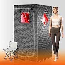 Full Size Portable Personal Infrared Sauna for Home, Personal Home Spa Tent with Remote Control, Heating Foot Pad, Foldable Reinforced Chair （Grey, L33.8 x W 33.8" x H 66.5"