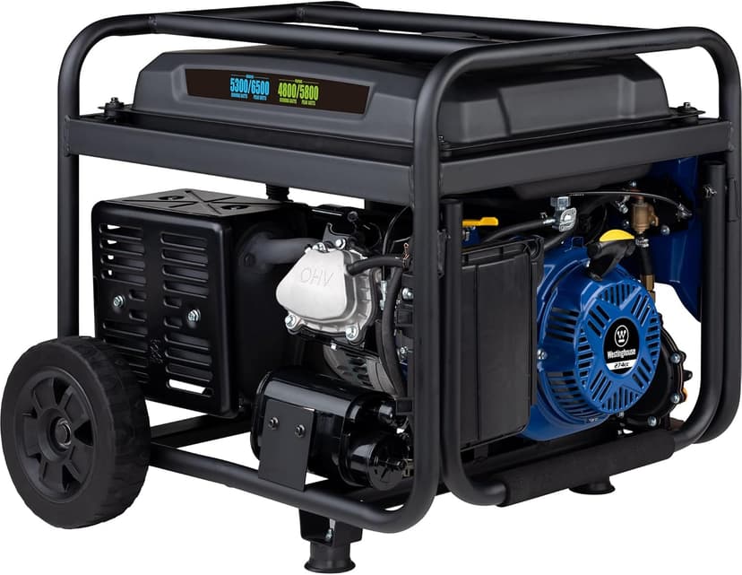 Westinghouse 6500 Watt Dual Fuel Home Backup Portable Generator, Transfer Switch Ready 30A Outlet, RV Ready 30A Outlet, CO Sensor