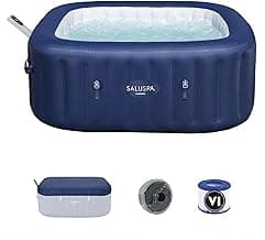 Bestway SaluSpa Hawaii Smart AirJet Inflatable Hot Tub Square Portable 4 to 6 Person Spa with 140 AirJets, App Control and EnergySense Cover, Blue