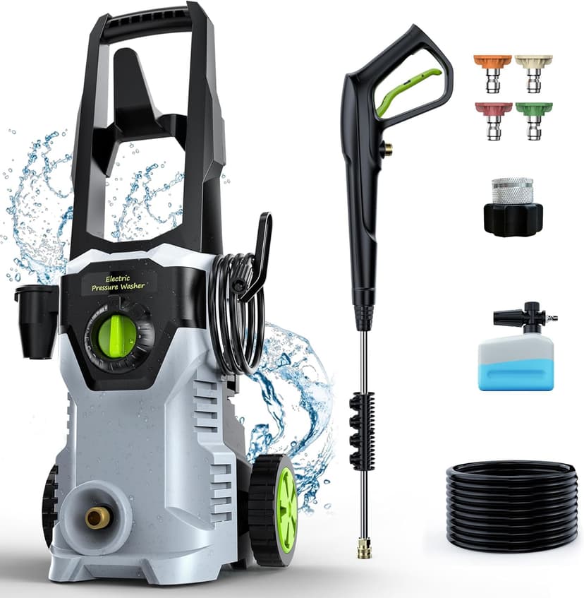 Pressure Washer, 4800PSI 3.0 GPM Max Electric Power Washer with Foam Cannon 48FT Total Long High Pressure Washer for Cars, Fences, Patios, Decks, Patios and Driveway Powerwasher