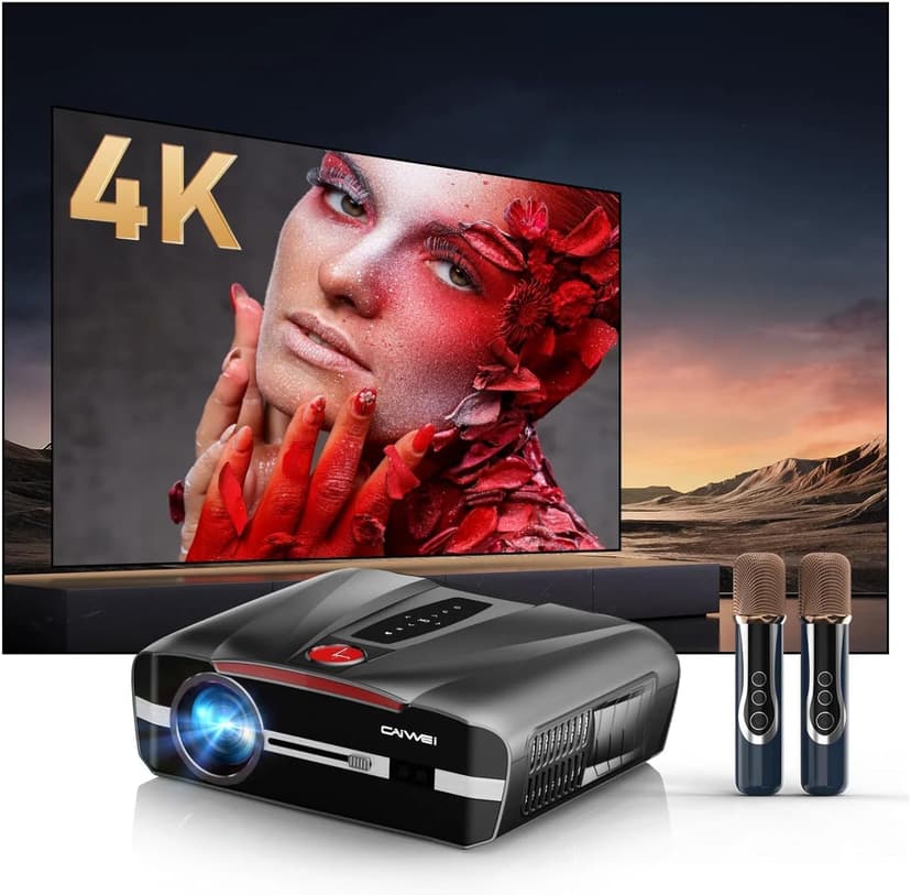 4K UHD Daylight Karaoke Projectors 1800 ANSI Movie Projector Built-in WiFi Bluetooth, 300″Display, 38W Speaker, Auto Focus & Keystone, Android TV NFC Screen Sharing Outdoor Home Theater Proyector