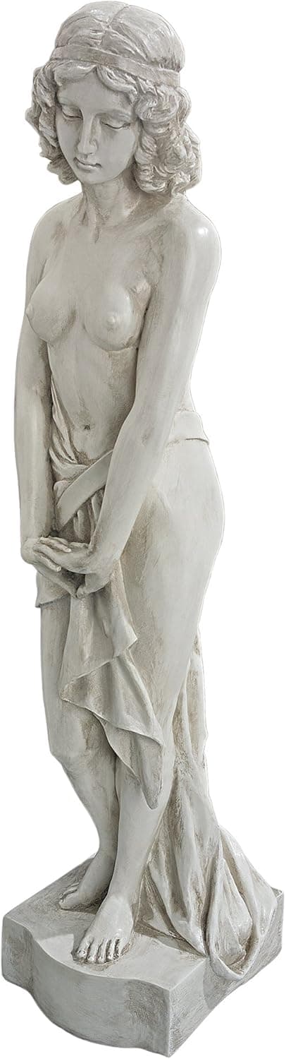 Design Toscano Harmonia Greek Woman Patroness of Harmony Indoor/Outdoor Garden Statue, 34 inches tall, Cast Stone Resin, Antique Stone Finish