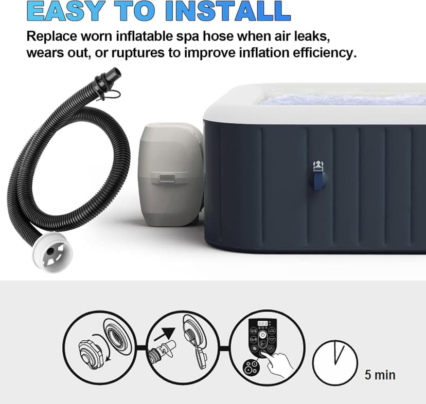 Lay Z Spa Hot Tub Air Inflate Inflation Hose Pipe Tube P6931 Fits for Coleman, Intex, & Best-way Portable Spa Pump, Massage Bath Tub Replacement Parts