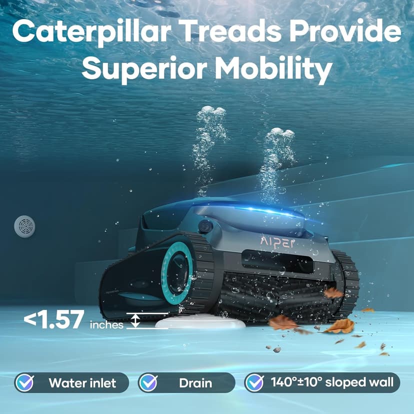 2025 Upgraded AIPER Scuba S1 Pro Cordless Robotic Pool Cleaner, Horizontal Waterline Cleaning, 360° Particle Filtration, 180-Min Battery Life, Ideal for In-Ground Pools up to 2,150 Sq.ft.