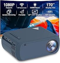 Mini Projector, iTJQ Portable Projector 1080P Supported for Indoor Outdoor Movies, Phone Projector Compatible with iOS/ Android, Laptop, TV Stick/ PS5, USB/HDMI/Type-C