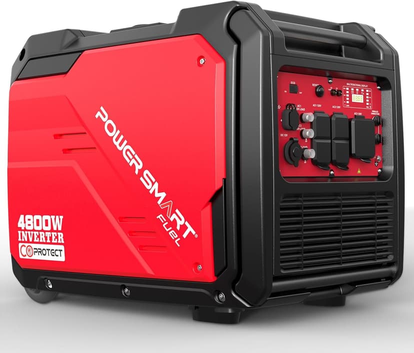 PowerSmart 4800-Watt Portable Inverter Generator with Wheels Handle Kit, CO Sensor, Quiet, RV-Ready, HB5046C