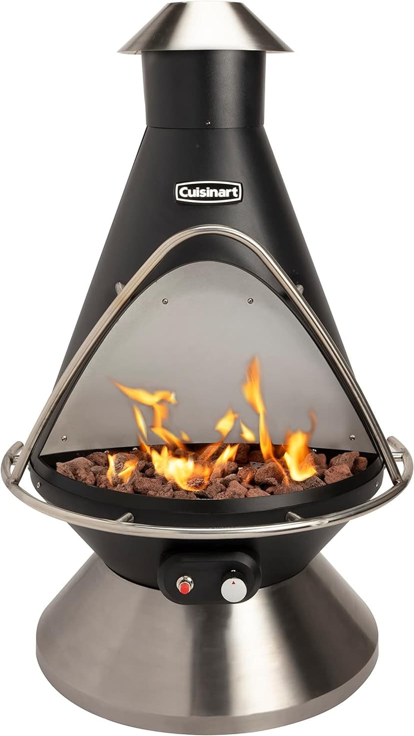 Cuisinart Chimenea Propane Fire Pit, 40,000 BTU Coated Steel Outdoor Propane Heater with Lava Rocks and Directional Heat, Adjustable Fire Pit with Safety Shutoff for Patios and More