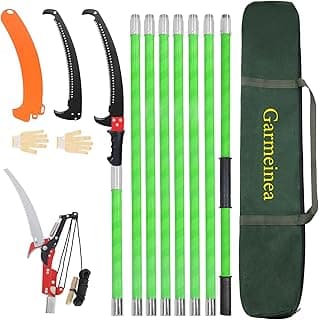 26Ft Manual Pole Saw, Tree Pole Pruner, High Branches Trimmer Saw, Garden Tools Set, Extendable Tree Trimming High And Low, Sharp Blade and Scissors With Storage Bag, Cutting for Palms and Shrubs