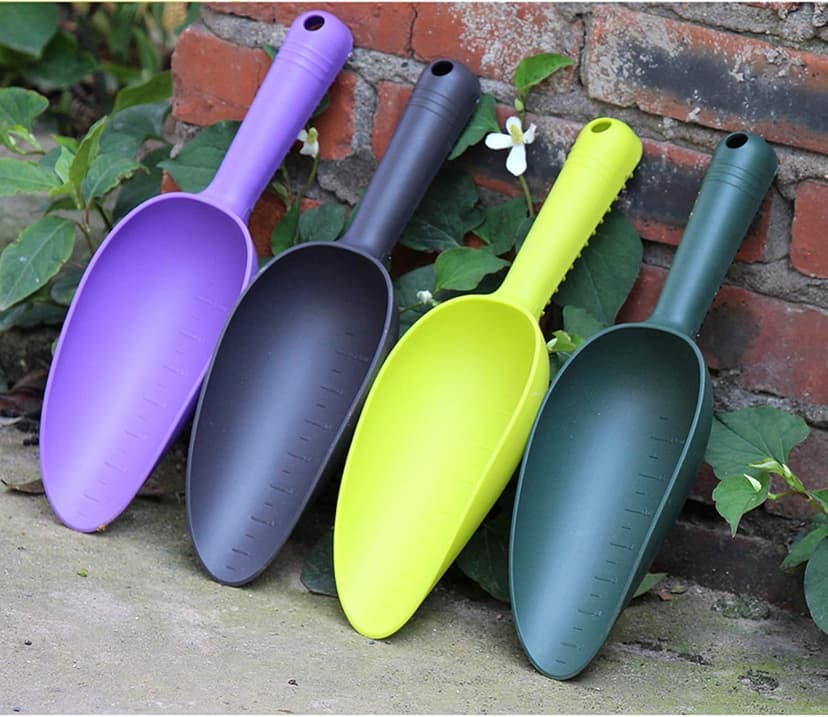Ewer 4 Pack Plastic Garden Shovel,Garden Scooper Shovel,Plant Hand Shovel Trowels with Scale,Small Shovels for Gardening Kids Soil Transplanting Weeding Digging Planting,Multicolor,122616EIU8SQE