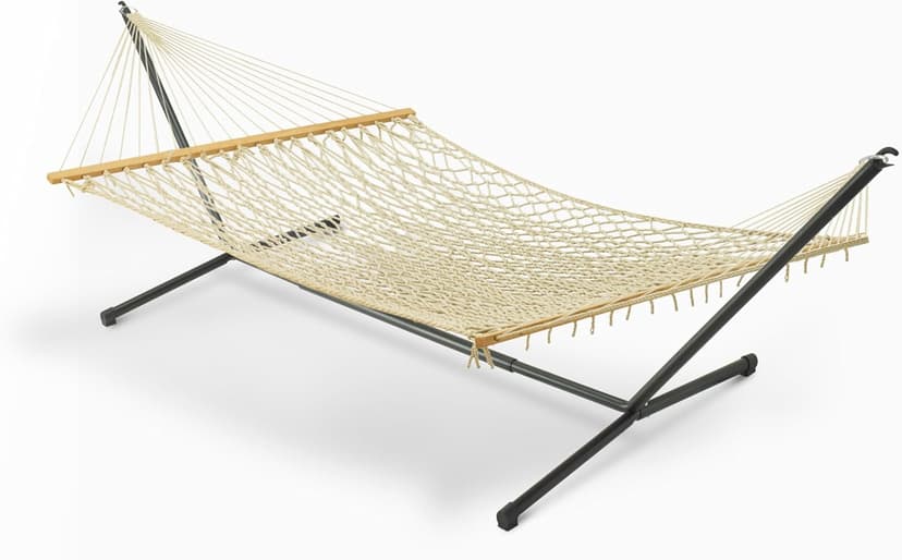Fab Habitat Rope Recycled Polyester Hammock - Miami - Natural - Indoor/Outdoor, Quick Dry, 2 Person 400 lbs Capacity - Patio, Poolside, Backyard, Garden, Beach, Balcony - 12-14 ft Adjustable