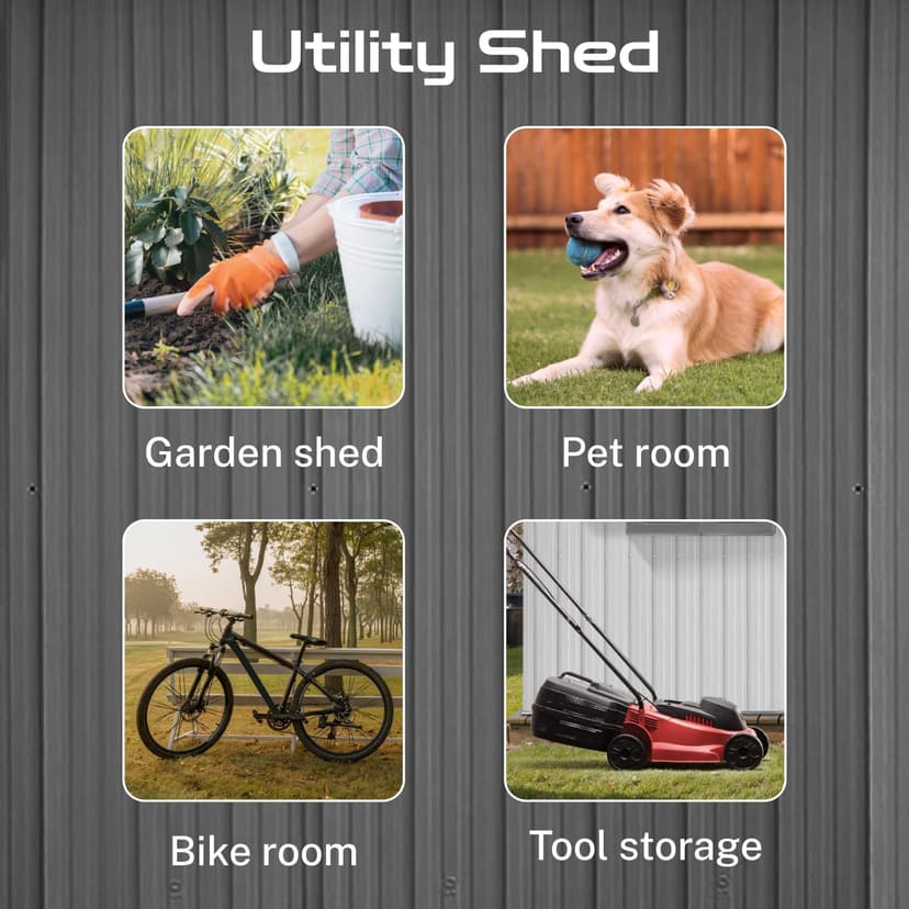 10' x 12' XL Outdoor Storage Shed, Sturdy Metal Building w/Lockable Doors for Garden, Backyard, Poolside and Lawn, Black