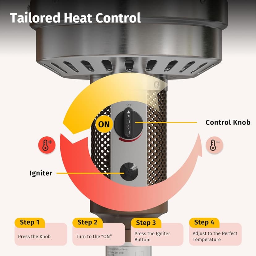 EAST OAK 23,000 to 50,000 BTU Patio Heater for Outdoor Use With Round Table Design, Double-Layer Stainless Steel Burner and Wheels, Outdoor Patio Heater for Home and Commercial, Bronze