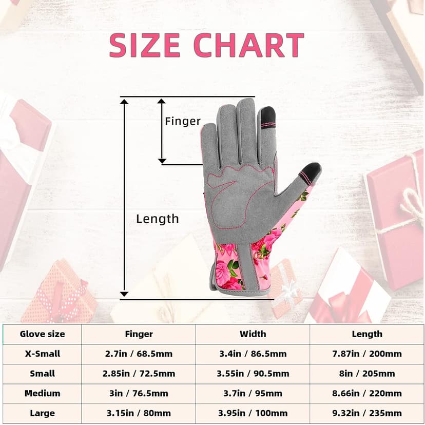 Leather Gardening Gloves for Women, Flexible Breathable Garden Gloves,Thorn Proof Working Gloves for Weeding, Digging and Pruning, Medium, Pink