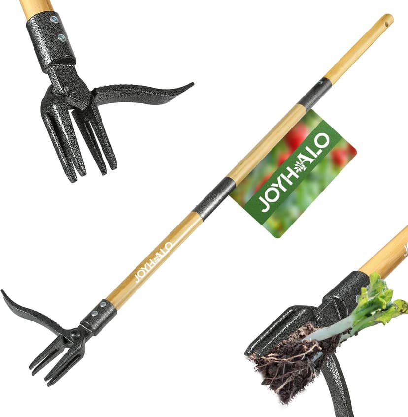 joyhalo 44" Dandelion Weed Puller Tool Stand Up Heavy Duty 4-Claw, Long Handle Weeder Tool for Yard with Steel Head, Weeding Tool Weed Picker, Weed Pulling Tool Without Bending or Kneeling