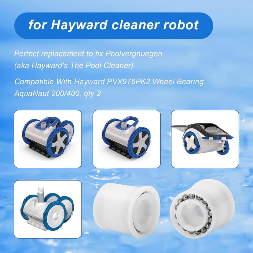 PVX976PK2 Wheel Bearing Compatible with Hayward Pool Cleaners Part for AquaNaut Poolvergnuegen Phoenix Pool Vacuum Parts Wheel Bearing 2 Wheel 4 Wheel Pool Cleaners Parts 200 400 450, 2 Pack