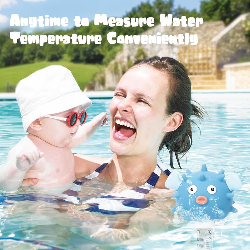 XY-WQ Floating Pool Thermometer, Large Size Easy Read for Water Temperature with String for Outdoor and Indoor Swimming Pools and Spas (Puffer)