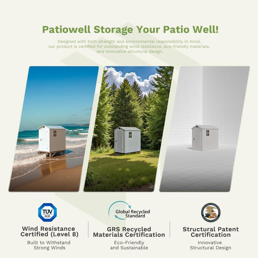 Patiowell 4' x 8' Outdoor Storage Shed with Floor, Plastic Shed Outside Resin Tool Shed with Two Windows and Lockable Door for Backyard Garden Patio Lawn, White (Fit-it Shed)