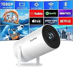 [Netflix Officially & Electric Focus] Projector with WiFi and Bluetooth, XuanPad Full HD 1080P Portable Projector, 210° Rotatable Stand, Auto Keystone, Dust Removal and Heat Dissipation Design