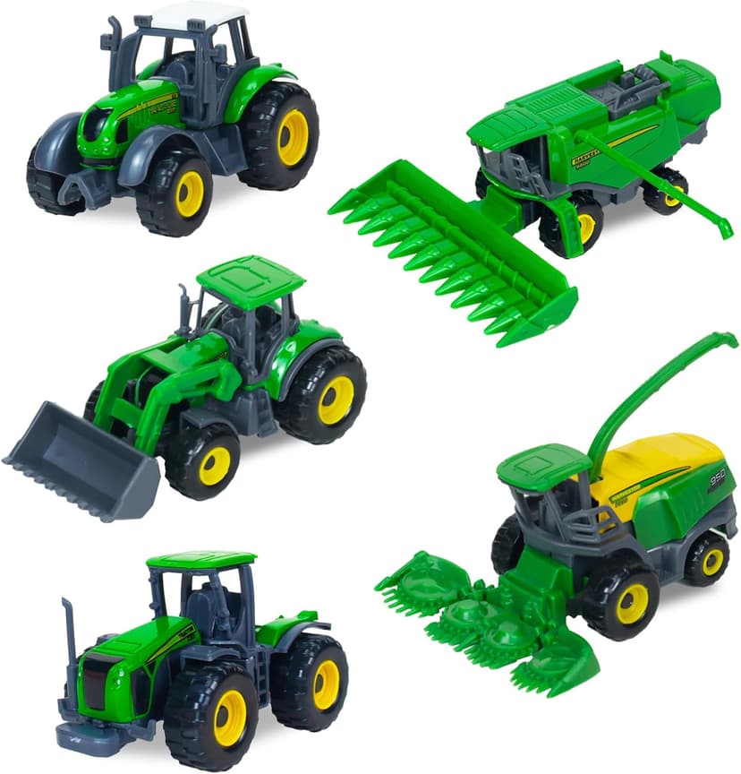 5 Pack Farm Tractor Toys, Die Cast Alloy Farm Trucks Tractor Toys for Kids 3-5 6 7 8 9 Farm Equipment Toys for 3 Years Old and Up Boys Toddlers Gifts - Includes Tractors, Combine Harvester