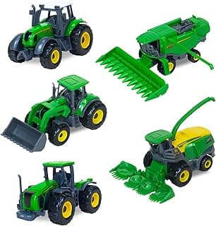 5 Pack Farm Tractor Toys, Die Cast Alloy Farm Trucks Tractor Toys for Kids 3-5 6 7 8 9 Farm Equipment Toys for 3 Years Old and Up Boys Toddlers Gifts - Includes Tractors, Combine Harvester