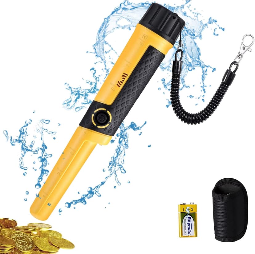 SAKOBS Metal Detector Pinpointer Wand: 5" Detection Depth, IP68 Fully Waterproof, Up to 66 Feet Underwater, 360°Detection Handheld Pin Pointer, 3 Modes (Buzzer, Vibration,Sound) for Adults & Kids