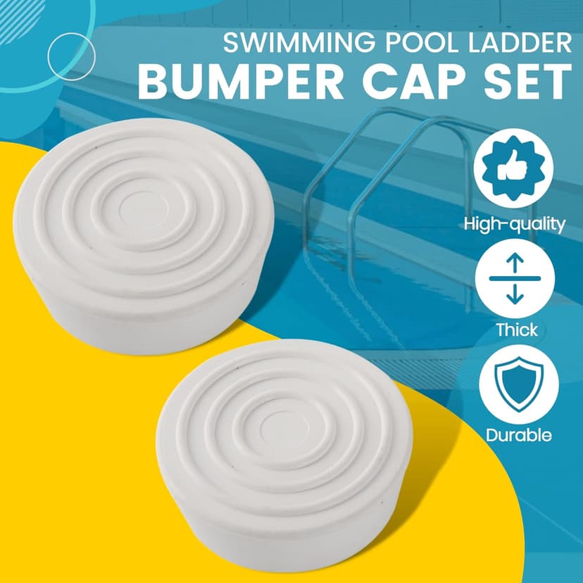 TonGass Outside Pool Ladder Bumpers for Inground Pools - 2-Pack White Rubber End Caps Fit 1.9" Standard Swimming Tubing - Bumper Caps for Step Ends