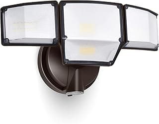 LUTEC 80W Dusk to Dawn Flood Lights Outdoor, 9000LM Super Bright LED Security Light with Photocell, IP65 Waterproof, 5000K Daylight, 4 Heads Floodlight for Garage, Yard, Patio (Brown)