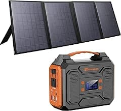 ZeroKor Solar Generator with Panel, 300W Portable Power Station with Solar Panel 40W, 110V Pure Sine Wave AC Outlet Electric Generator for Home Use Outdoor RV Camping