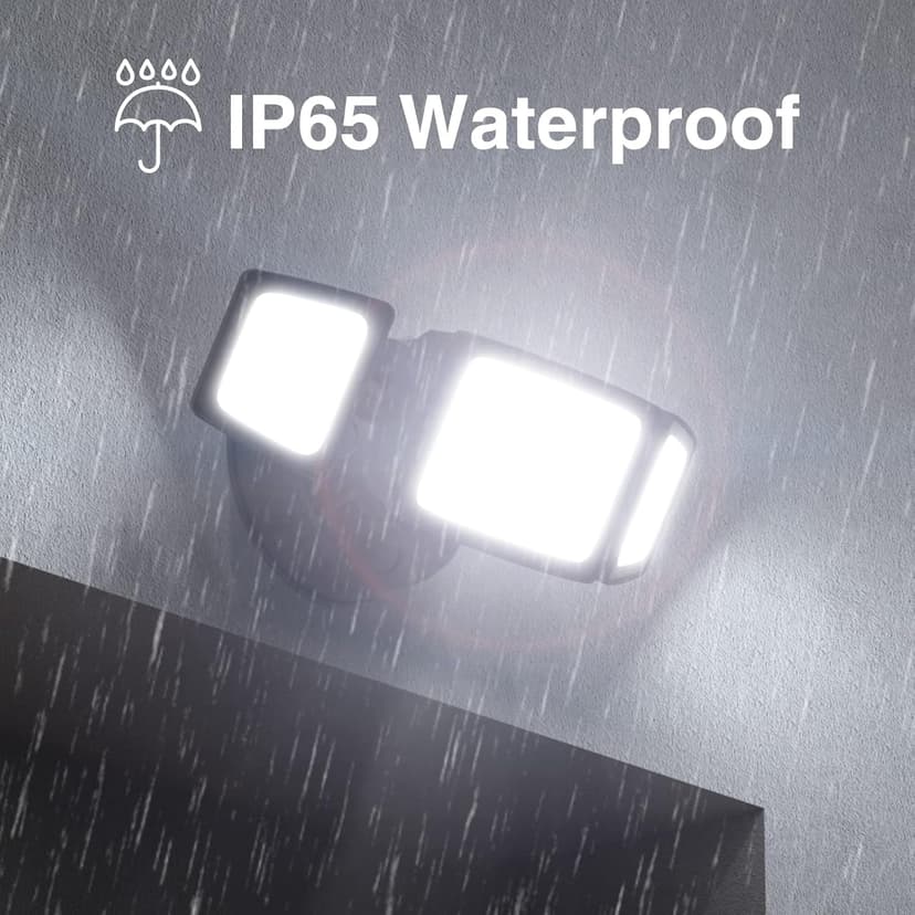 Onforu 60W LED Dusk to Dawn Flood Lights, 6000LM Exterior Security Outdoor Lighting, IP65 Waterproof Outdoor 3 Adjustable Heads Photocell Light Fixture, 6500K Floodlight for Garage, Patio, Yard