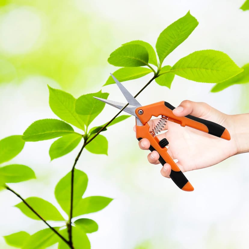 Gardzen 2-Pack 6.5'' Hand Pruner Pruning Shear, Functional Garden Scissors Cutter with Straight for Tackle Stems and Light Tree Branches