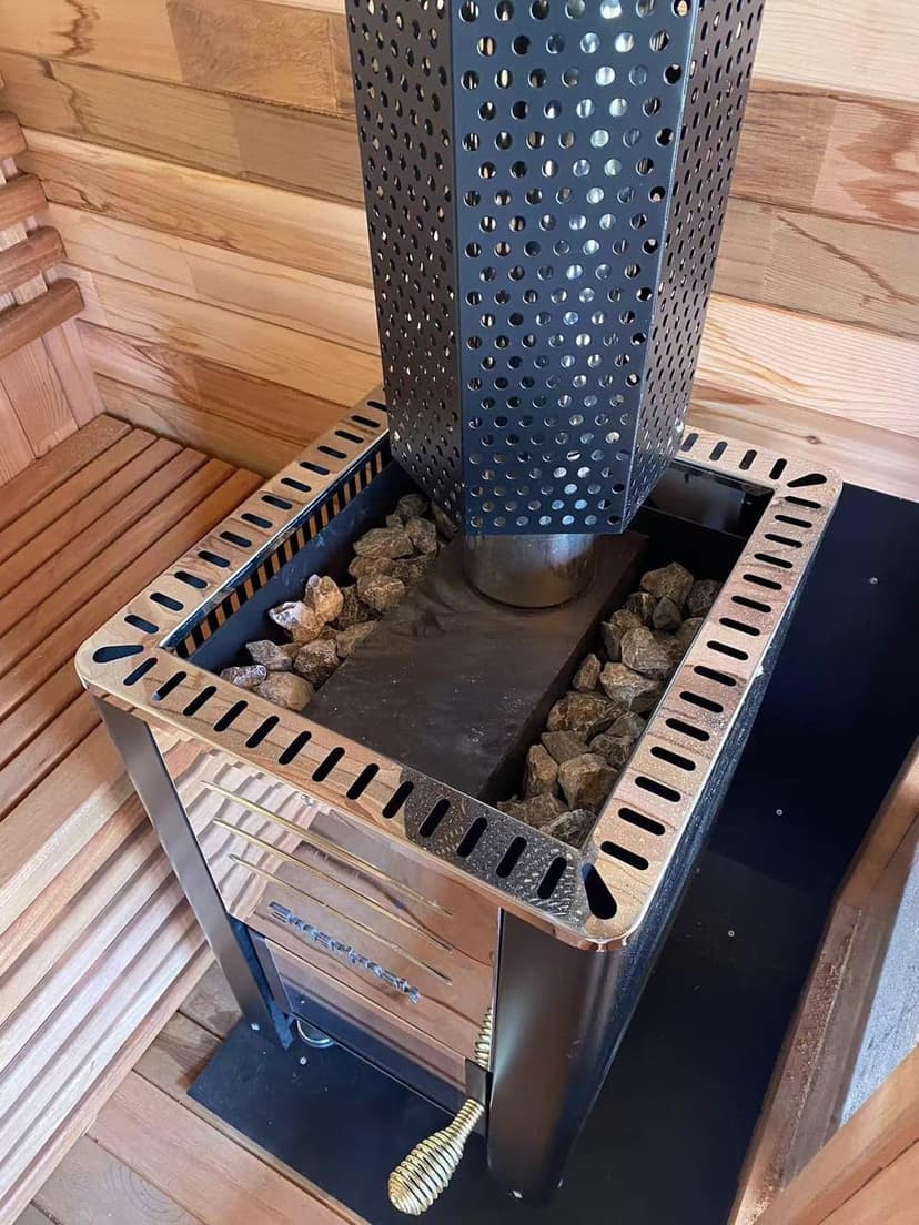 Customize Luxury Outdoor Sauna 6-10 Person, Canadian Hemlock, Red Cedar Sauna, Porch Option, Glass Window Option, Wood Burning Stove or Harvia Heater with Rocks, Extra Large Backyard Saunas (0-195 °F)