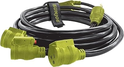 Sun Joe SJG-EXT2510-3WAY Generator Series 3 Outlet Power Cord, 25-Foot, 10/3-Gauge, 3750 watts