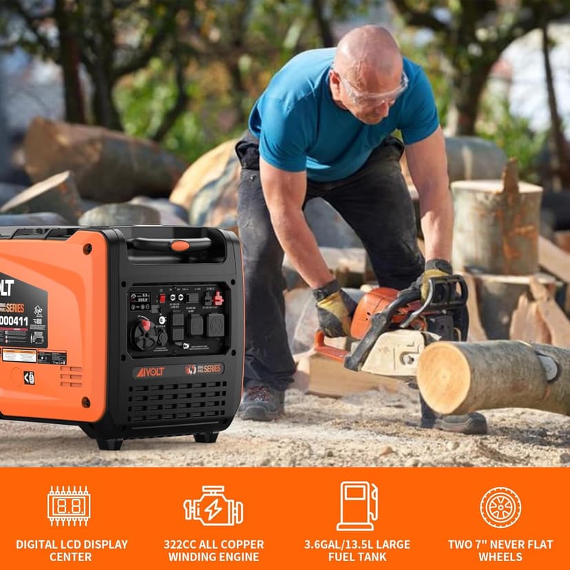 AIVOLT Dual Fuel Inverter Generator 8000 Wattages 50 Amp Gas Propane Powered Super Quiet Portable Inverter Generator for Home Use, Camping Travel RV Jobsite, 50 State Approved