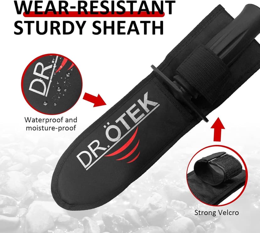 DR.ÖTEK Metal Detector Shovel for Digging, Heavy Duty Double Serrated Digging Tool with Carry Sheath, Digger Trowel for Gardening, Camping, Landscaping, Treasure Hunting