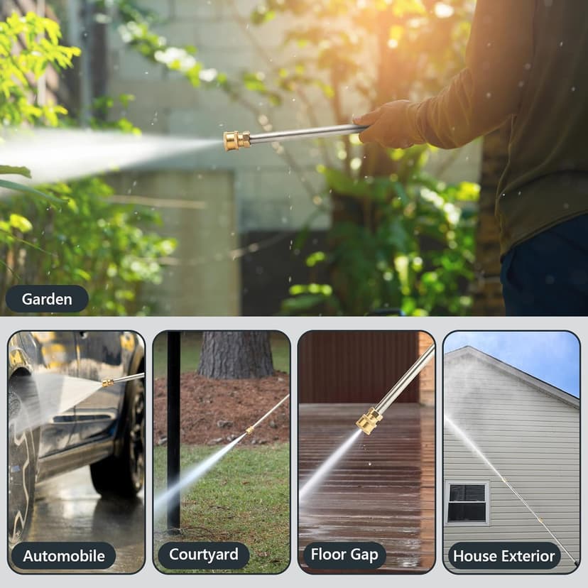 Pressure Washer Extension Wand, 2 Pack 17 Inch Stainless Steel Heavy Duty Wands with 1/4 Inch Quick Connect, Fits Most Pressure and Power Washers