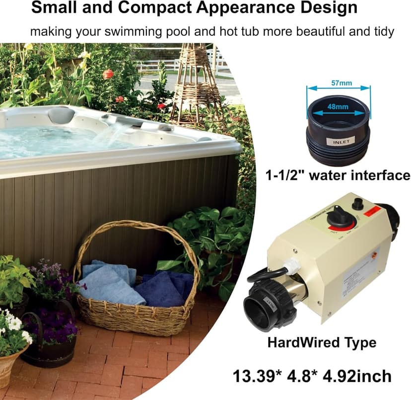 Pool Heater-3KW 220V 240V Electric Pool Water Heater, Upgrade Portable Constant Temperature Control Pool Warmers for Above Ground Pools, Thermostat Used for Spa, Bathtub, Mini Swimming Pool