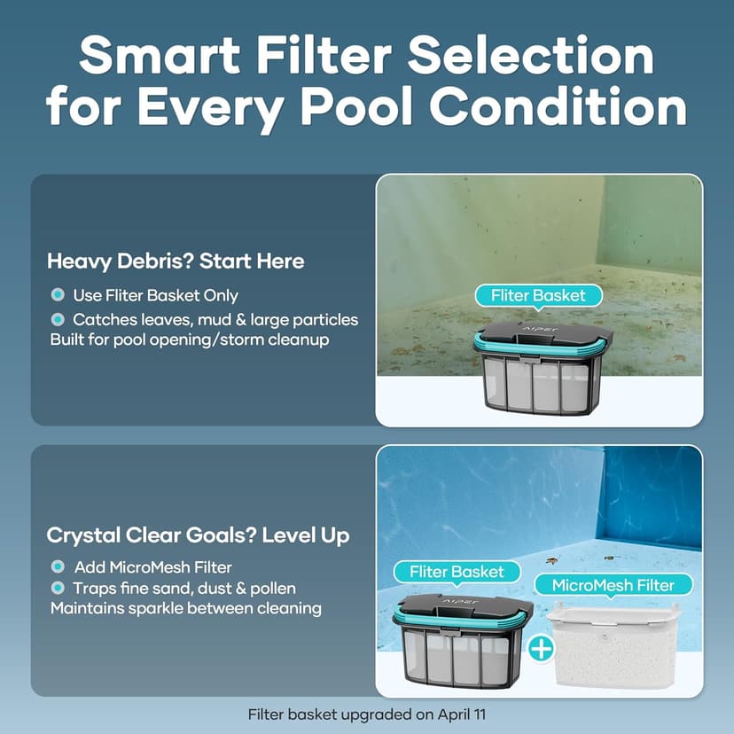 (Upgrade) AIPER Scuba X1 Cordless Robotic Pool Cleaner, 6600 GPH High-Power Suction with Dual-Jet, Multi-Layer Filtration System, Horizontal Waterline Scrubbing, Ideal for Inground Pools